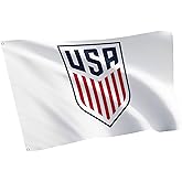 Desert Cactus US Soccer Flag USMNT United States Men's National Team 100% Polyester Indoor Outdoor 3x5 feet Officially Licensed Gear (White, USA Soccer - A)