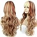Gradient Women Long Natural Wave Synthetic Hair Wig Full Cap Cosplay Blonde Party Wigs with Side Bangs