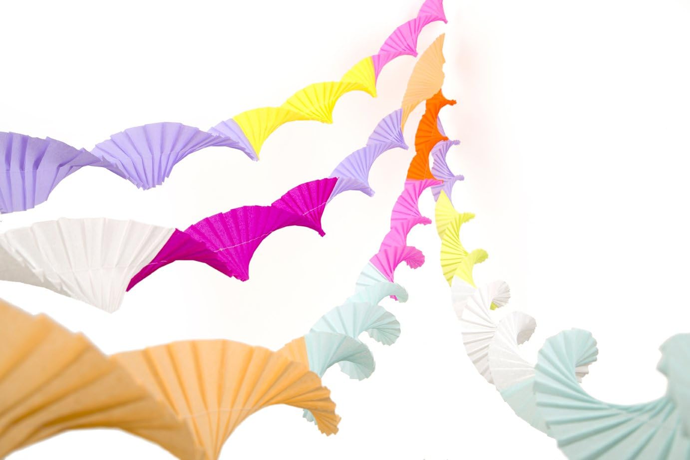 Hand Made by AUNTY MABEL 4 Vintage Retro Style Hand Pleated Crepe Paper Party Christmas Ceiling Streamers Decorations (Bright Party Mix)
