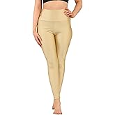Loxdonz Women's Shiny Leggings High Waist Neon Leggings Disco Pants Yoga Sports Legging Tights