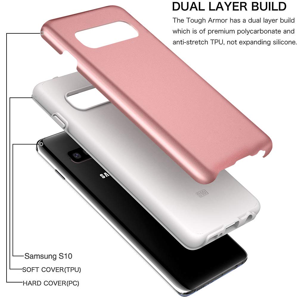 Galaxy S10 Case, Androgate [Pearl Series] Hybrid Matte Protective Back Cover Bumper Case for Samsung Galaxy S10, Pink Gold