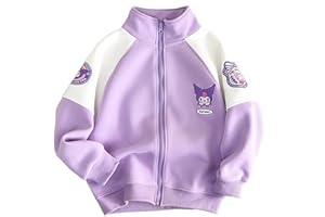 WANHONGYUE Cinna-moroll Bomber Jacket Letterman Varsity Jacket Long Sleeve Zip Baseball Coat for Petite Women Girls