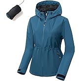 poonyfesh Women's Lightweight Packable Rain Jacket, Waterproof Hooded Rain Coat Windbreaker for Hiking,Cycling