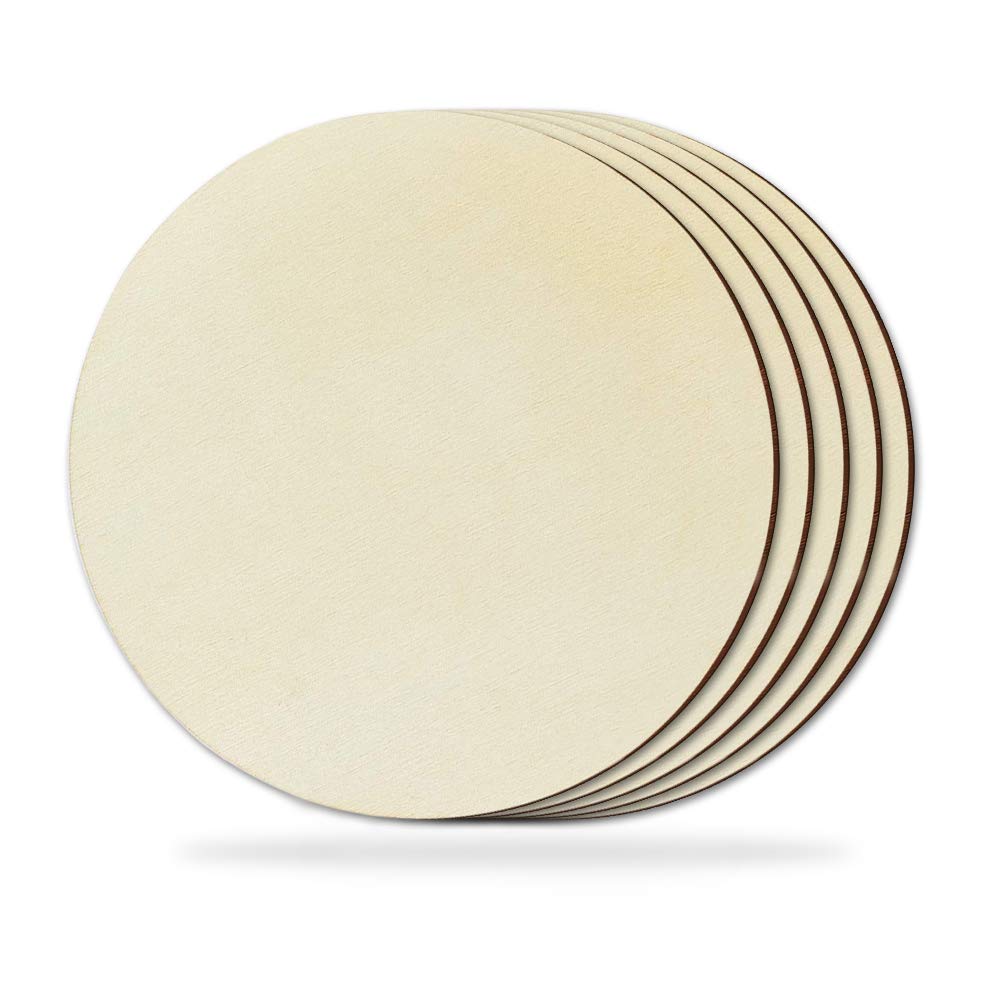 5 Pieces 20cm Wood Circles for Crafts, Unfinished Round Wood Plaque, Wooden Cutouts for Door Design Painting