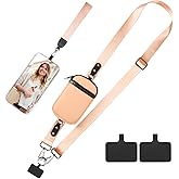 YFWE Phone Lanyard Crossbody Wrist Strap, Clip and Go Strap for Phone with Wallet Crossbody, Adjustable Phone Strap Compatible with All Phones (Peach)