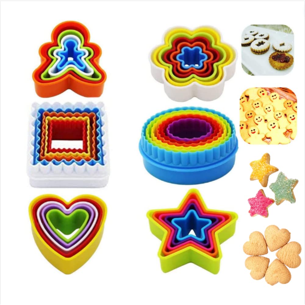 TSKDKIT 32 Pcs Biscuit Cutters Shapes Cookie Cutter Set Plastic Cake and Pastry Cutters Shape Playdough Cutters Small Cookie Molds for Cake, Sandwich, Fondant, Candles Making etc