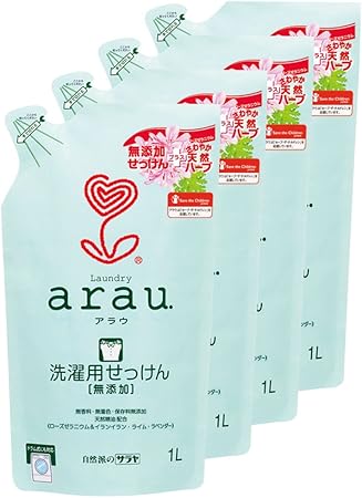 Amazon Arau アラウ 洗濯用 せっけん ゼラニウム 詰替用 1リットル 4個セット Arau アラウ 液体洗剤