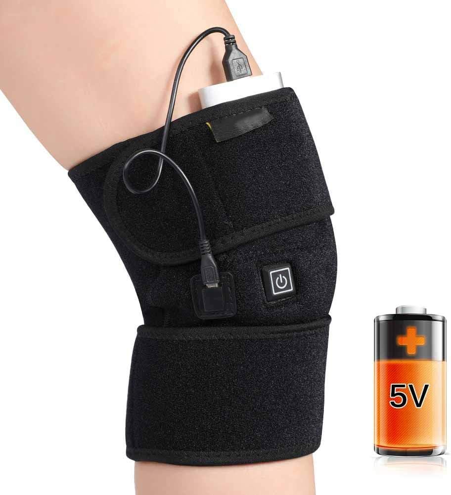 ANGGREK Heated Knee Brace Wrap Support USB Rechargeable Heating Knee