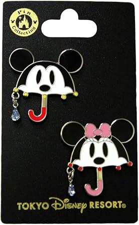 Amazon ミッキー ミニー マウス 傘型 ピンバッジ 2個セット チャーム付き ディズニー ピン バッジ リゾート限定 グッズ アニメ 萌えグッズ 通販