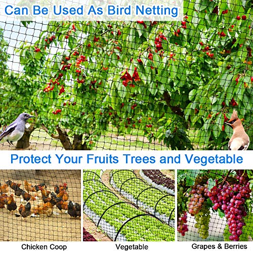 OGORI 14 x 20 ft Pond Netting Bird Netting with 14 Heavy-Duty Steel Garden Staples Stakes,Reusable and Doesn't Tangle - Protective Netting Against Birds,Deer and Other Animals - Thumbnail 3