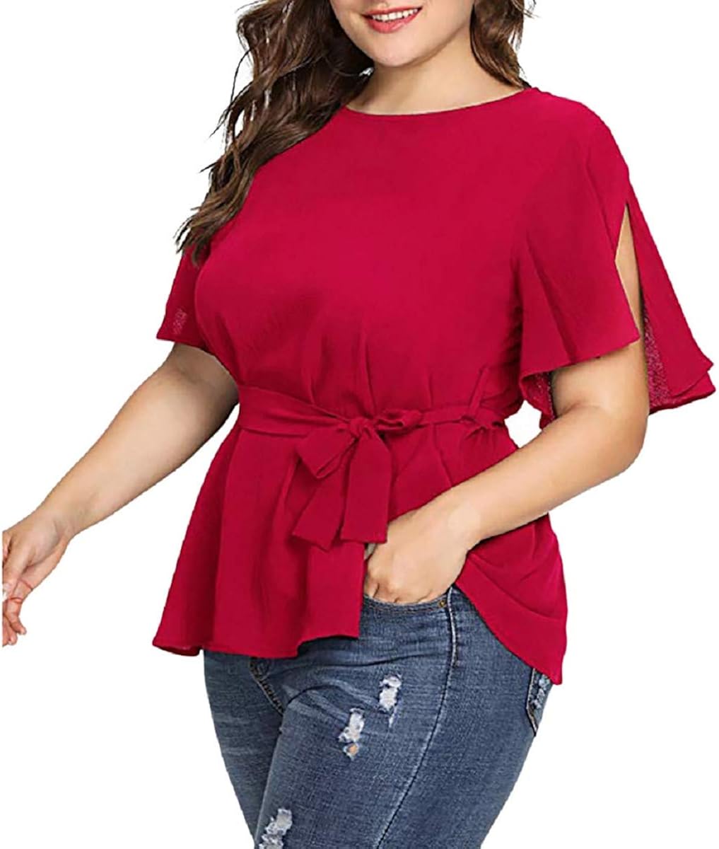 ladies plus size red tops