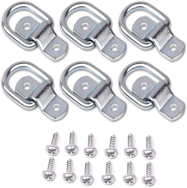 EXERAUO Cargo Tie-Down Anchors D Ring Tie Downs for Trailers Tarp Anchor Tie Down Rope with Mounting Bracket Replacement Fit for Truck Trailer Pickup Boat Warehouse (Bolts are Include) -6 Pack