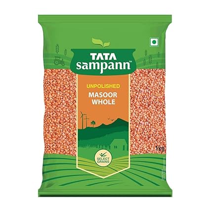 Tata Sampann Unpolished Masoor Dal, Whole, 1kg