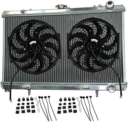 NileRoyal 2 ROW RACING FULL ALUMINUM RADIATOR FOR 1989-1994 240SX S13 SILVIA KA24/KA24DE KA MT with MANUAL TRANSMISSION ONLY + 2 X 12" FANS
