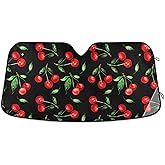 Oarencol Cherry Car Windshield Sun Shade Watercolor Fruit Foldable UV Ray Sun Visor Protector Sunshade to Keep Your Vehicle Cool (51