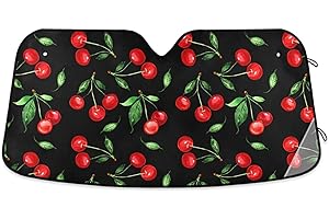 Oarencol Cherry Car Windshield Sun Shade Watercolor Fruit Foldable UV Ray Sun Visor Protector Sunshade to Keep Your Vehicle Cool (51" x 27")