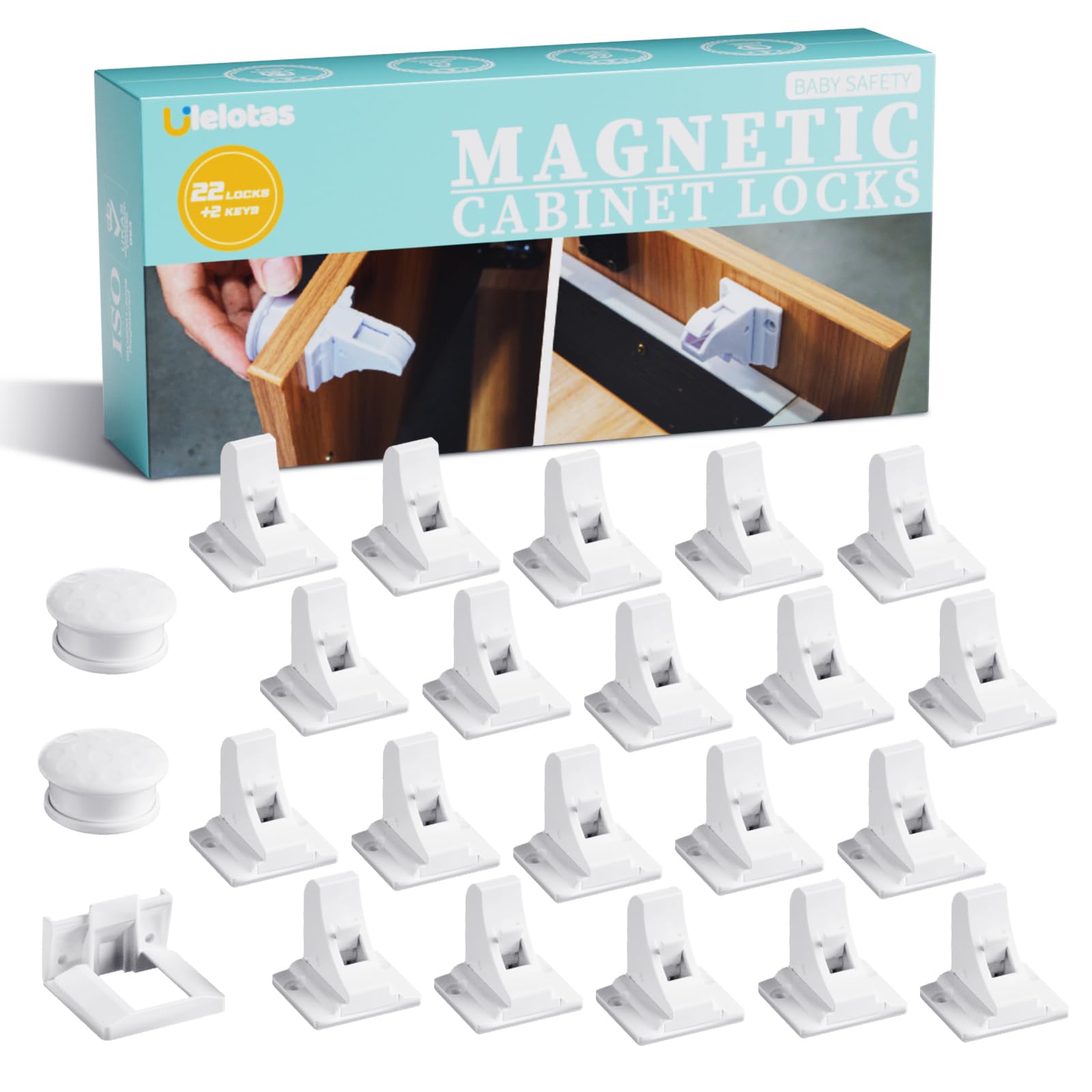 Photo 1 of 22 Pack Magnetic Baby Proof Cabinet Locks with 88 Screws & 3M Tapes | Child Safety Locks for Cabinets, Drawers, Glass Doors