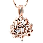 Imrsanl Cremation Jewelry for Ashes - Lotus Flower Ashes Pendant Necklace with Mini Keepsake Urn Memorial Ash Jewelry