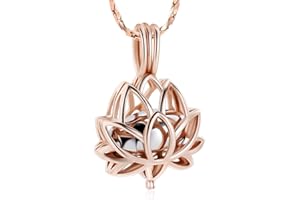 Imrsanl Cremation Jewelry for Ashes - Lotus Flower Ashes Pendant Necklace with Mini Keepsake Urn Memorial Ash Jewelry