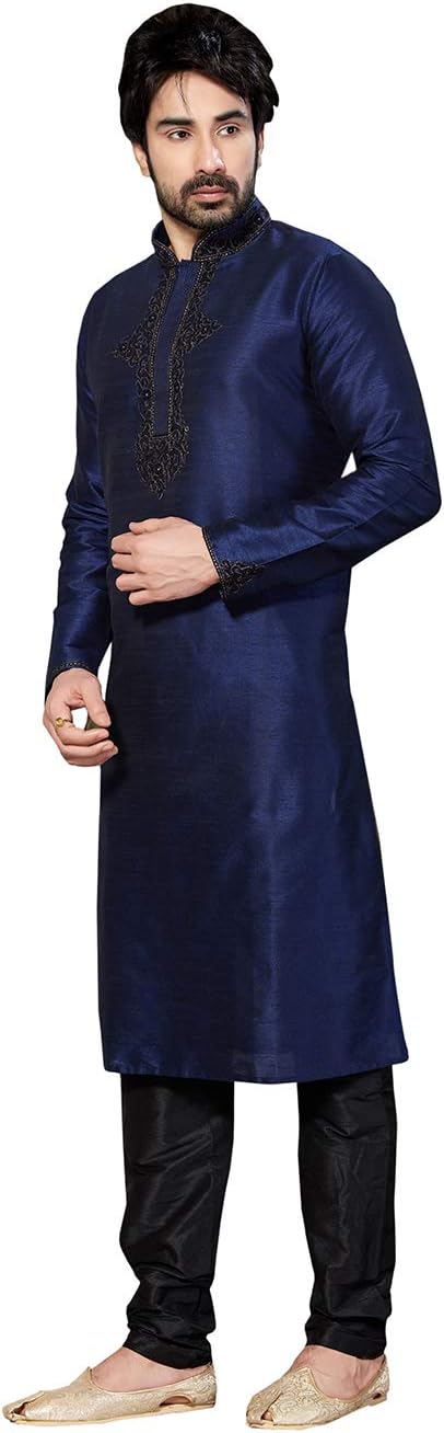 FourCorners2013 Mens Kurta Pajama Wedding Art Dupion India Party Wear Set of 2.