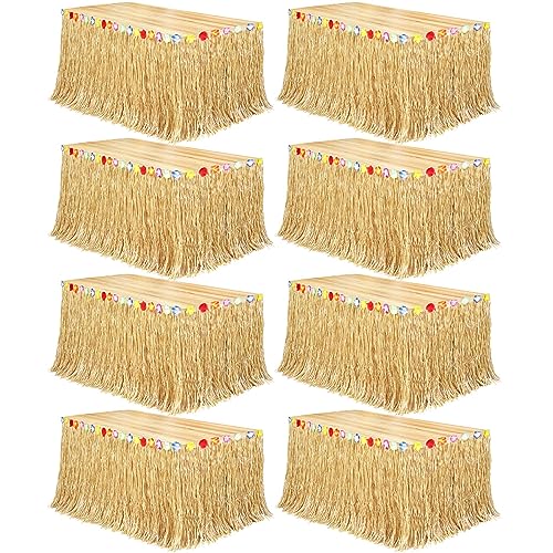 Fovths Grass Table Skirt Natural Hawaiian Party Decoration