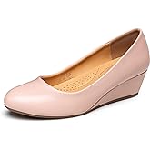Trary Women's Wedges Heels for Women Pumps Round Toe Mid Heels Comfortable Closed Toe Dressy Shoes Women Pumps Wedge Shoes for Wedding Work Office Party 1.8 Inches