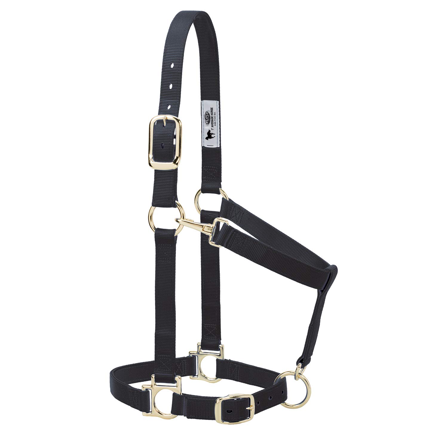 Weaver Leather Nylon Horse Halter, Padded and Adjustable, Chin and Throat Snap Hook Halters for Horses, Brass Plated Halters for Training — image 1