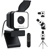 FTINFX 4K Webcam for PC&amp; Mac,PDAF Autofocus,Dual Noise-Canceling Mics,USB-A | 86&deg; FOV,1/2.5" Sensor, Auto Light Correction，Remote Control&amp;Max 9X Hybrid Zoom ,Ideal for Livestreaming and Online Meeting