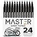 24 Color Master Markers Gray Tones Dual Tip Set - Double-Ended Grayscale Art Markers with Chisel Point and Standard Brush Tip - Soft Grip Barrels - Draw, Sketch, Shade, Illustrate, Render