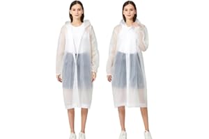 RUISHYY Eva Rain Ponchos for Adults, 2 Pack Reusable Raincoat for Women and Men, Lightweight Rainwear Rain Jackets with Hood