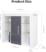Panana Sideboard Cupboard Unit 4 Glass Shelves Cabinet RGB LED Lighted (Gray) view 3
