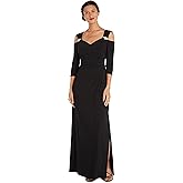 R&M Richards Women's Off The Shoulder Sweetheart Column Gown | Rhinestone Accent & Side Slit Dress | Cocktail & Party Attire