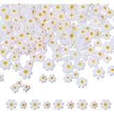 CHGCRAFT 304 Pcs 2 Style Daisy Glass Beads Flower Glass Beads Daisy Loose Beads Flat Flower Daisy Beads for Bracelet Necklace Earrings Making Jewelry Handmade DIY 4 Strands