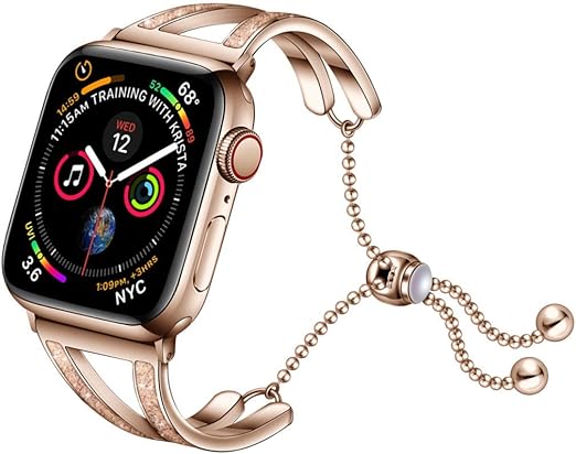 Amazon Com Mifa Compatible W Apple Watch Band 40mm 38mm Series 6 Se 5 4 3 Sparkling Jewelry Charm Bracelet Chain Metal Band Woman Fancy Dressy Luxury Cute Silver Feminine Stainless Steel Bangle Bands