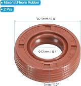 PATIKIL 12mm x 24mm x 7mm Fluoro Rubber TG4 Oil Seal for Bearings Pumps Engines view 2