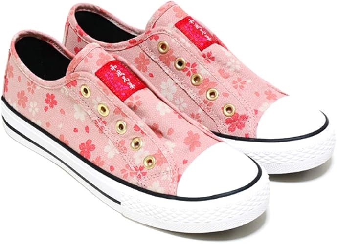 Amazon Prost 和柄スリッポンスニーカー 和風兄弟 ローカットスニーカー カジュアルシューズ フラット 桜 柔らかい楽ちん 女性用 軽量 柔らかい 歩きやすい スニーカー