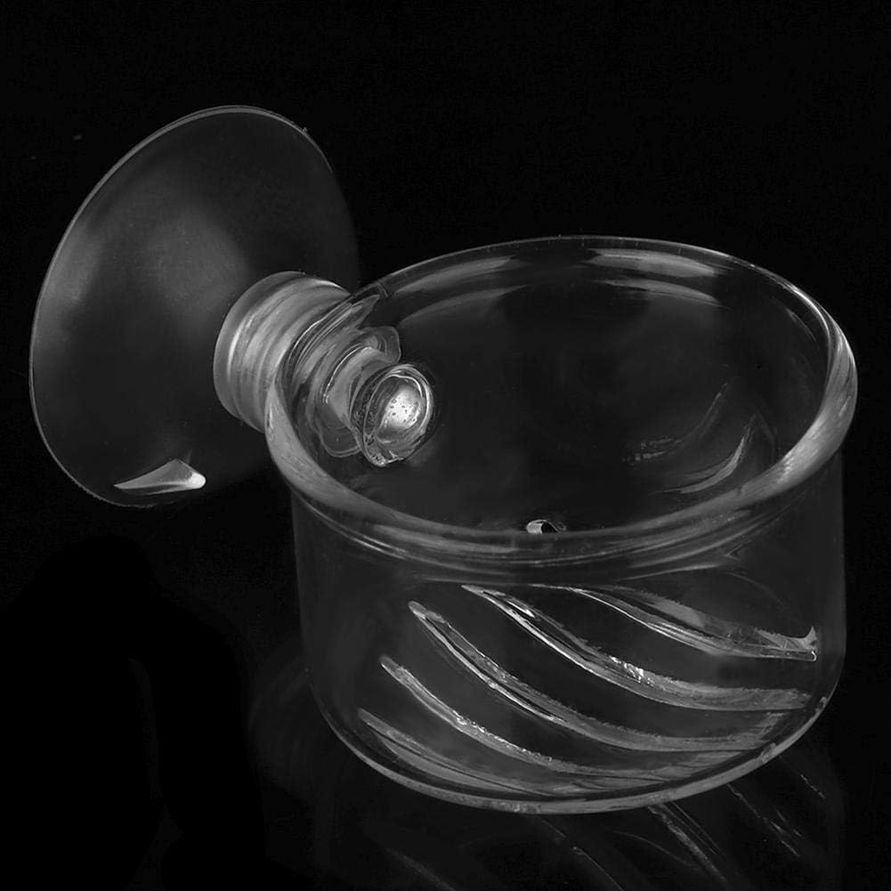 Aquarium Red Worm Fish Feeder Transparent Suction Cup Fish Tank Feeding Cup Food Container for Feeding Shrimp Fish(Glass Crack Cup)