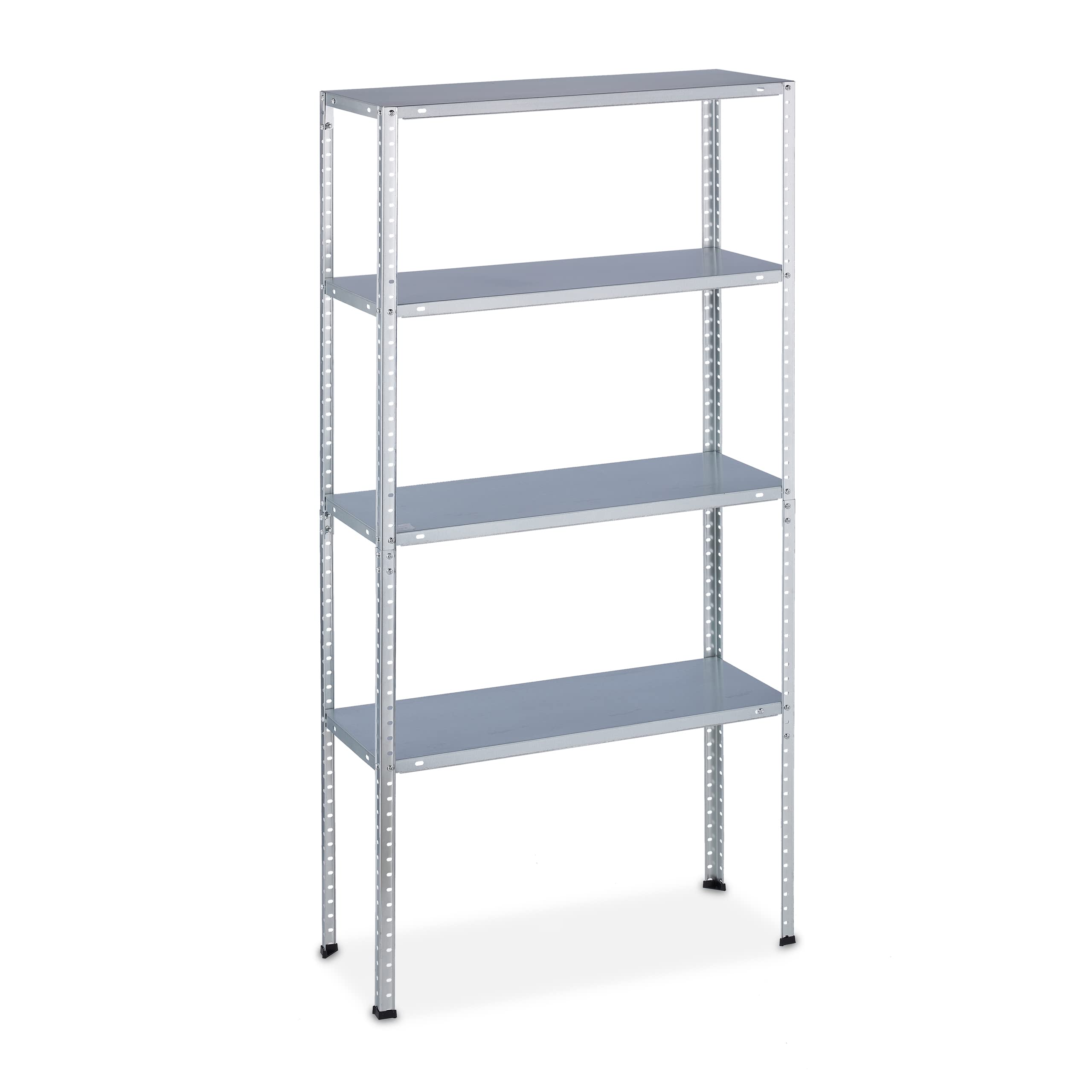Relaxdays Heavy Duty Shelving Unit, Max. Load 200 kg, 4 Shelves, 150x75x30 cm, Garage & Cellar, Galvanised Steel, Silver