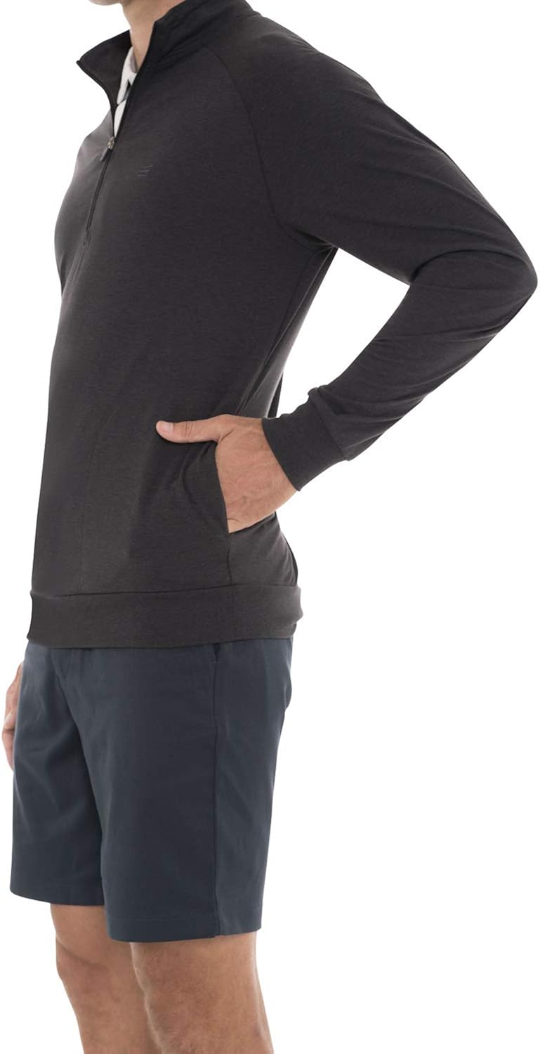 Mens Lightweight Dry Fit Pullover - Long Sleeve Half Zip Golf Jacket for Men: Clothing