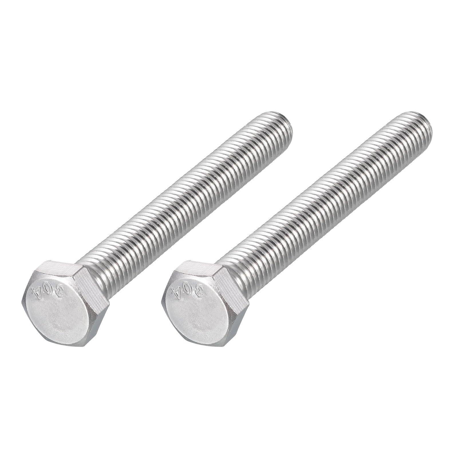 METALLIXITY Hex Head Bolts (1/2-13 x 5-1/2") 2Pcs, 304 Stainless Steel 18-8, Fully Threaded, External Hex Drive, Plain Finish, Hex Head Screw Bolt, Silver — image 1