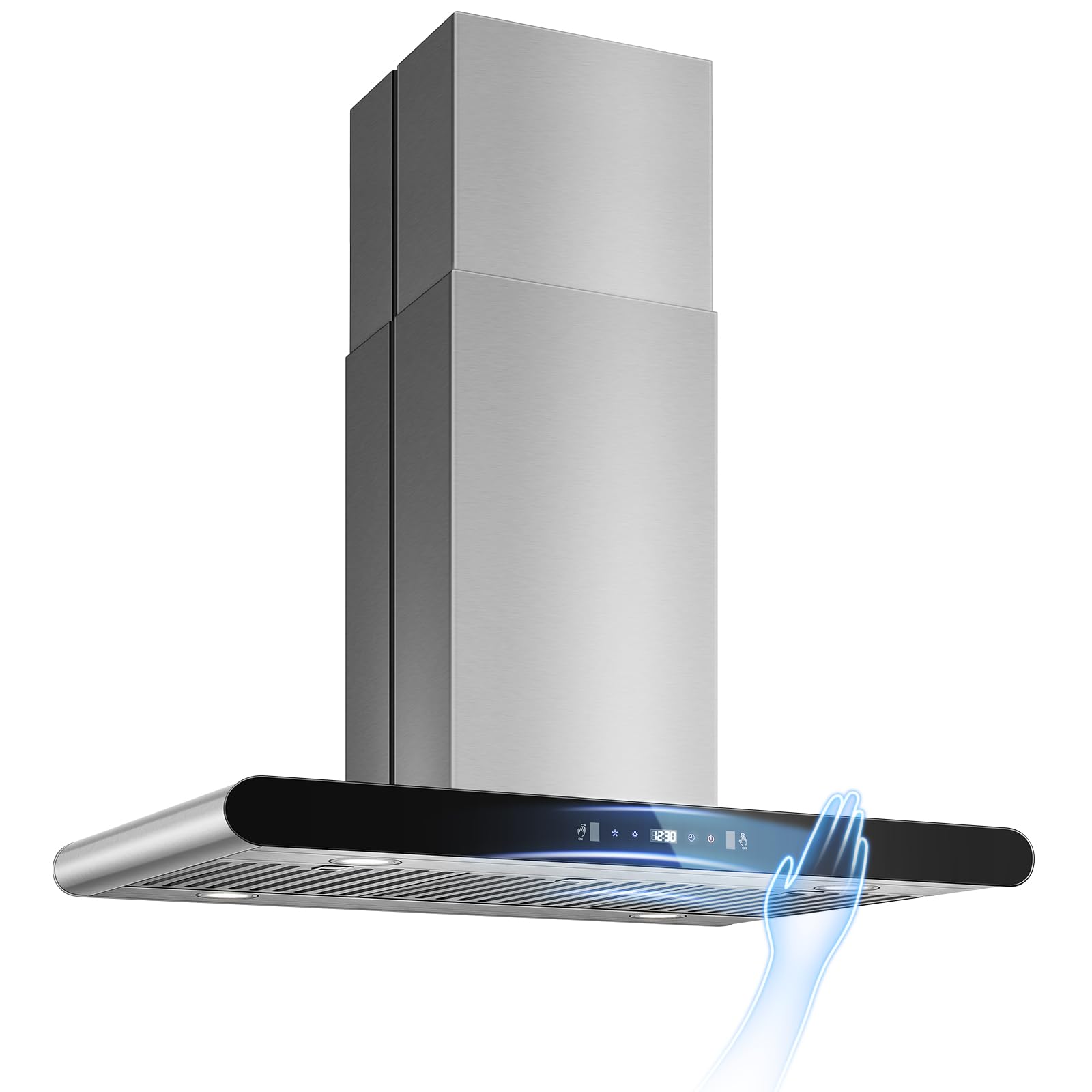 Photo 1 of Tiesay Island Range Hood 36 Inch, 700 CFM kitchen Hood with Dual-Sided Touch/Gesture/Remote Control, Ceiling Mount, Convertible Ducted/Ductless, 3-Speed Fan, 3 Stainless Steel Baffle Filters