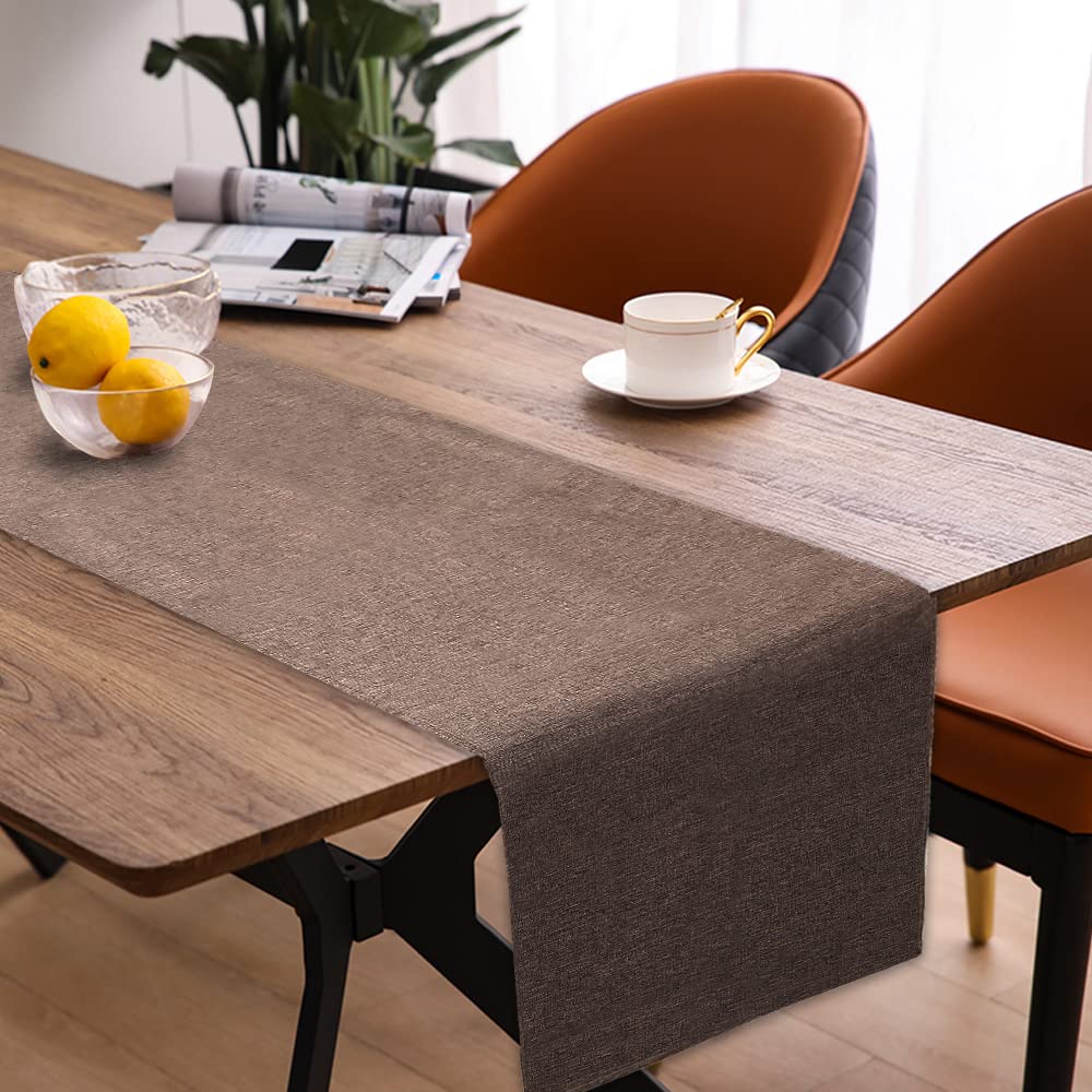 Modern Decorative Waterproof Table Runner for Kitchen, Dining Room, Party (40x240 cm, Dark Brown)