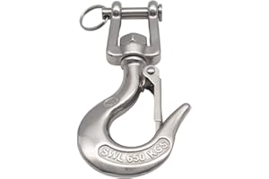 INCONTESTA 316 Stainless Steel Clevis Slip Hook with Swivel Lifting and Safety Latch - American Type - 5/16 Inch - 1430lbsf - Rigging Accessories Chain Hook