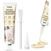 Beige Silicone Caulk Sealant - Sealant for Filling and Repairing Gaps in Sinks, Bathtubs, Shower Stalls, Toilet Bases, and Tile Joints