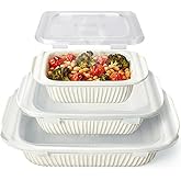 Artena Casserole Dishes For Oven, Ceramic Baking Dish, Large Lasagna Pan With Handles, Baking Pan Casserole Dish, Rectangular Bakeware Deep, White, Set Of 3 (5.1Qt/2.3Qt/1.1Qt) (Baking Dish With Lids)