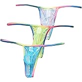 4UFIT Men's See Through Mesh Thong Underwear Low Rise Sexy G-String Panties Bulge Pouch T-Back Thongs