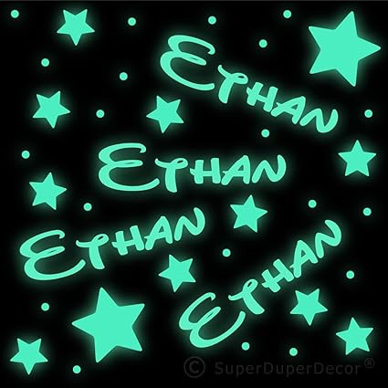Glow In The Dark Name Stars Stickers Personalised Bedroom Wall