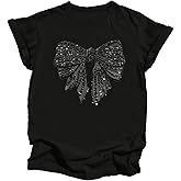 SOLY HUX Women's Plus Size Graphic Tees Bow Print T Shirt Crew Neck Short Sleeve Cute Summer Tops