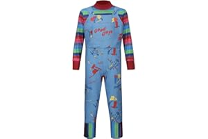 LINKOM Chucky Costume for Kids,Boys Girls Good Guys Jumpsuit Child's Play Overalls Outfits Halloween Cosplay Horror Costume