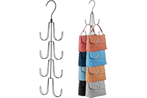 ZEDODIER Purse Organizer for Closet, Rotatable Purse Hanger Bag Holder, Max 8 Storage Capacity Backpack Rack, Metal Space Sav